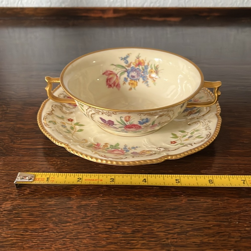 Rosenthal Ivory China, Double Handled Soup Bowl with Saucer. Set of 5. - Picture 10 of 11